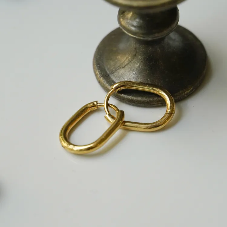 合金耳饰 通勤 百搭方形 耳圈 时尚 简约 气质 可水洗