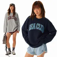Crying center/哭喊中心Sea Club学院风做旧印花软糯毛边翻转卫衣