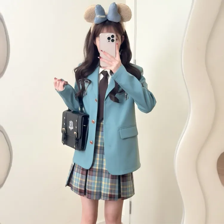 青藤学妹 织物猪原创 日系学院风西装女春穿搭校供感西服外套上衣