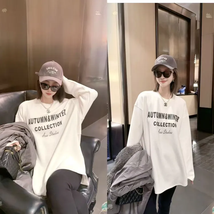 熙薇【​潮系基底】2025秋冬新款双面绒加厚大版卫衣Ｔ上衣H6032