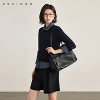 佧茜文优雅波浪边针织衫【冬新】简约百搭罗纹领口上衣女D09CZW9586