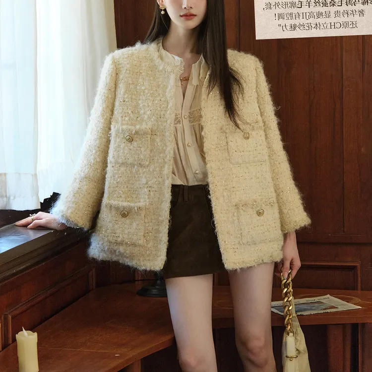 RY秋季老钱手工坊粗花呢小香风外套女装高级感精致轻奢出游服装女