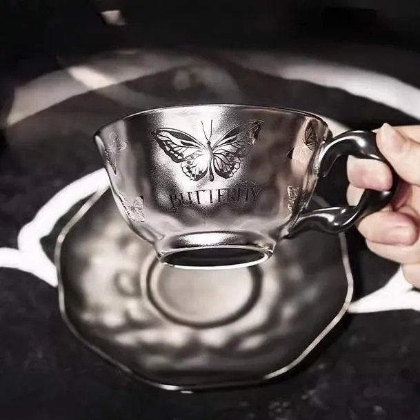 创意陶瓷不规则咖啡杯碟家用咖啡杯碟大容量咖啡杯欧式咖啡杯碟子