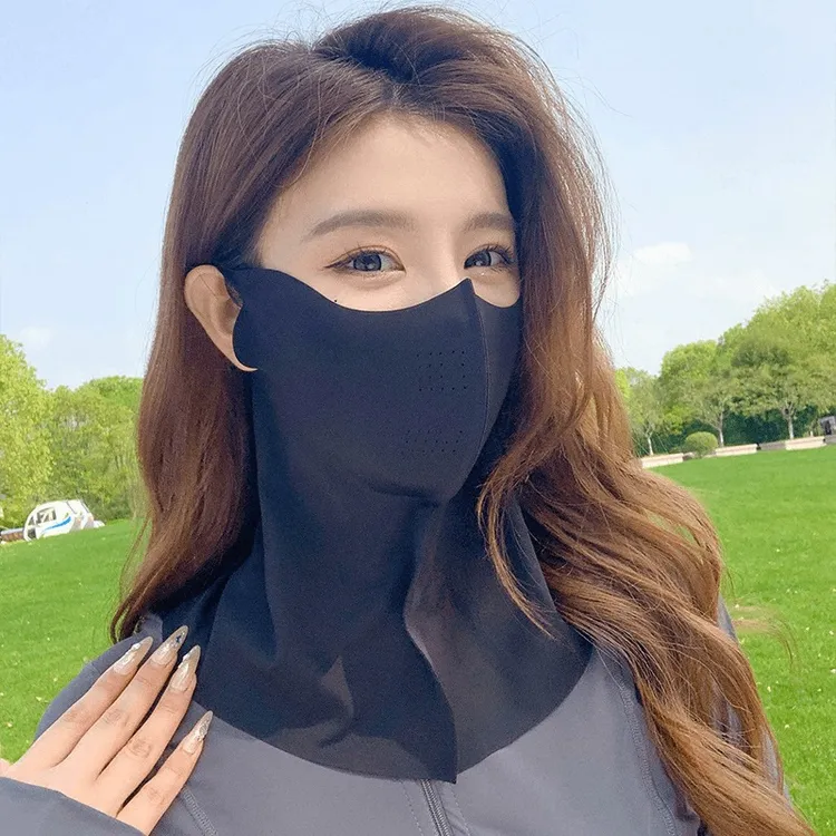 防晒口罩防女骑行面罩遮脖子遮阳面纱半脸护颈一体夏季