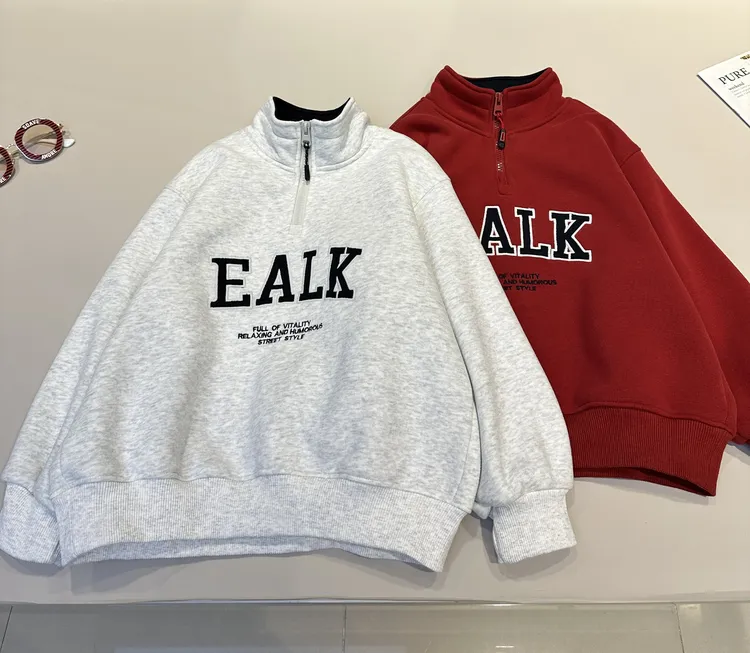 儿童冬装韩范加绒Polo卫衣中大童加绒保暖上衣      88007