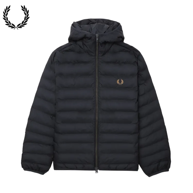 FRED PERRY男装连帽拉链夹克2025秋季新款简约户外风休闲绗缝外套