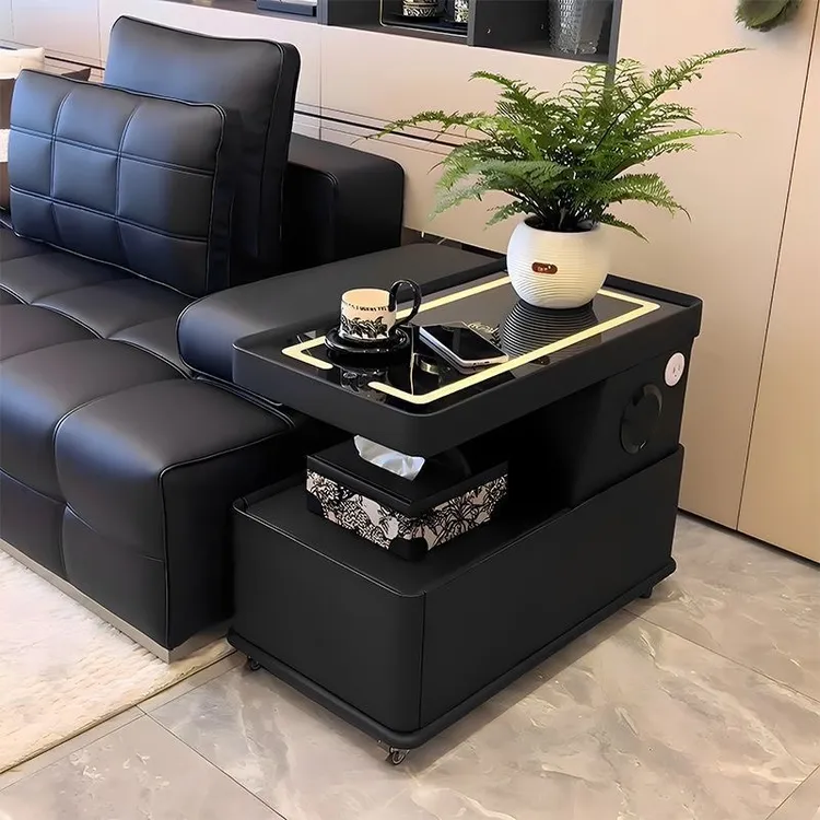 整装可移动智能茶几沙发边几推车小户型简约边柜轻奢意式客厅边柜