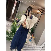 【骆小姐私服】百搭报恩裤2025秋冬新款遮胯显瘦九分弯刀牛仔阔腿裤