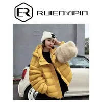 7706#【炫妈】连帽排骨显瘦羽绒服 90白鸭绒设计时尚休闲女装