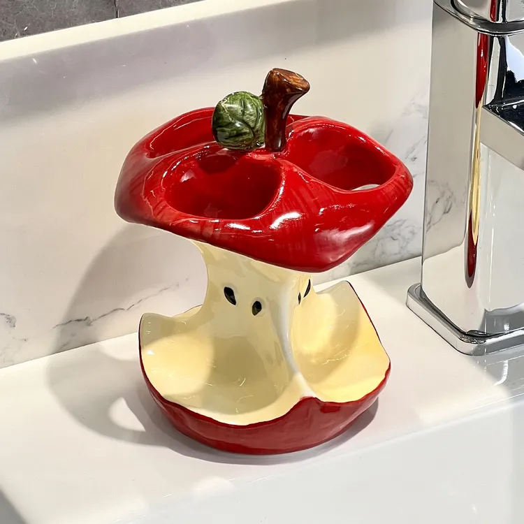 苹果陶瓷电动牙刷收纳置物架卫生间洗手台洗漱台牙膏牙刷底座