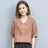 【清货+运费险】棉麻上衣短袖t恤减龄小衫遮肚子夏季棉麻薄款H273