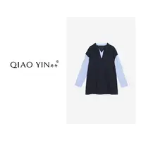 QIAO YIN"卫衣“宽松型秋季时尚宽松拼接长袖卫衣QY28231