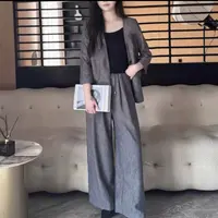 7051#【衣长62裤长98】早秋韩版显瘦洋气西装上衣阔腿裤气质套装