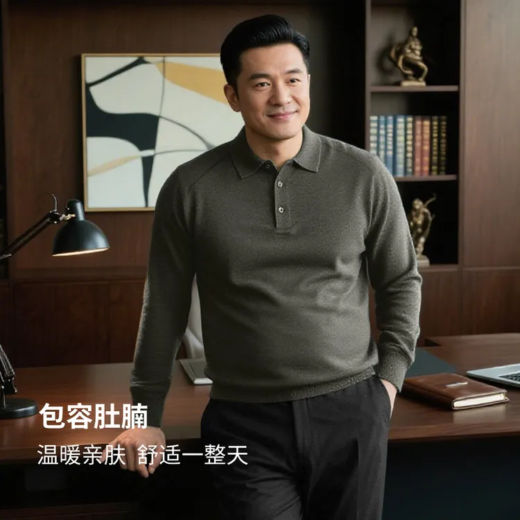 【大肚子专属】含羊毛蚕丝针织衫圣得西男装25秋遮肚显瘦针织衫