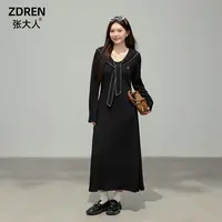 【安妮日记】大码女装微胖妹妹小设计感显瘦海军领毛织连衣裙