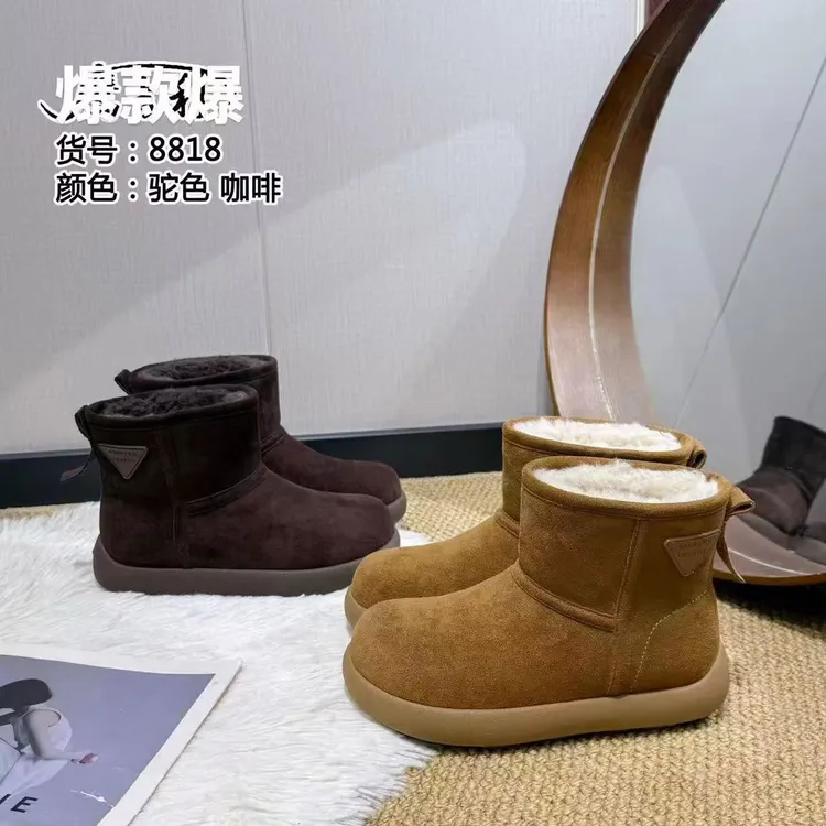 冬季新款加绒加厚保暖防滑厚底时尚雪地靴短筒女鞋百搭休闲棉鞋