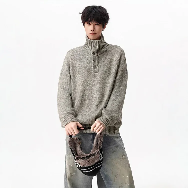 利郎简约男装联名2025秋冬新款男士老钱风半高领毛衣男重磅800g纽