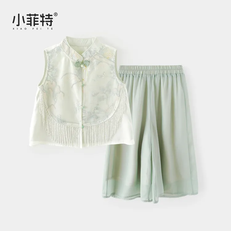 小菲特夏季新款女童新中式套装汉服女孩国风衣服两件套YTTX51992