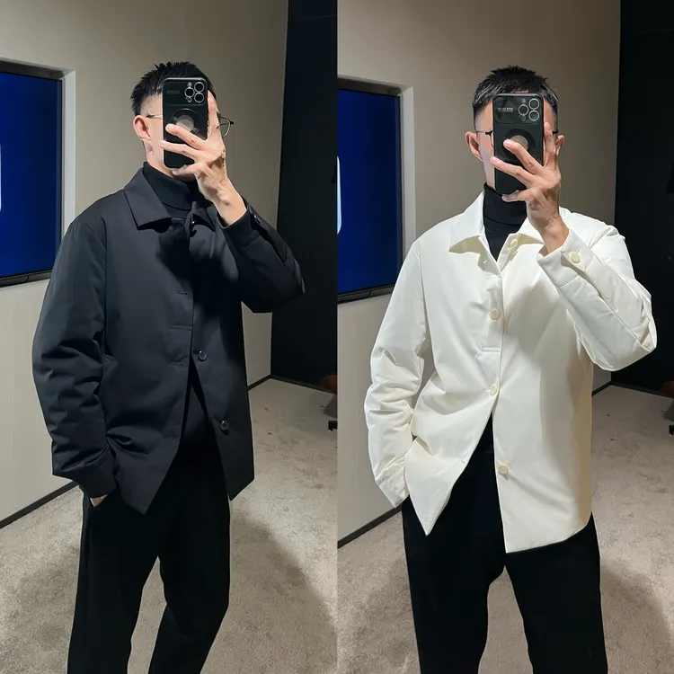 【优雅奢暖】Z系 白鹅绒填充 轻薄行政翻领中长款羽绒服夹克外套男