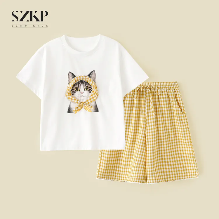 SZKP夏季新款女童透气短袖两件套中大童休闲儿童套装YNTX552213