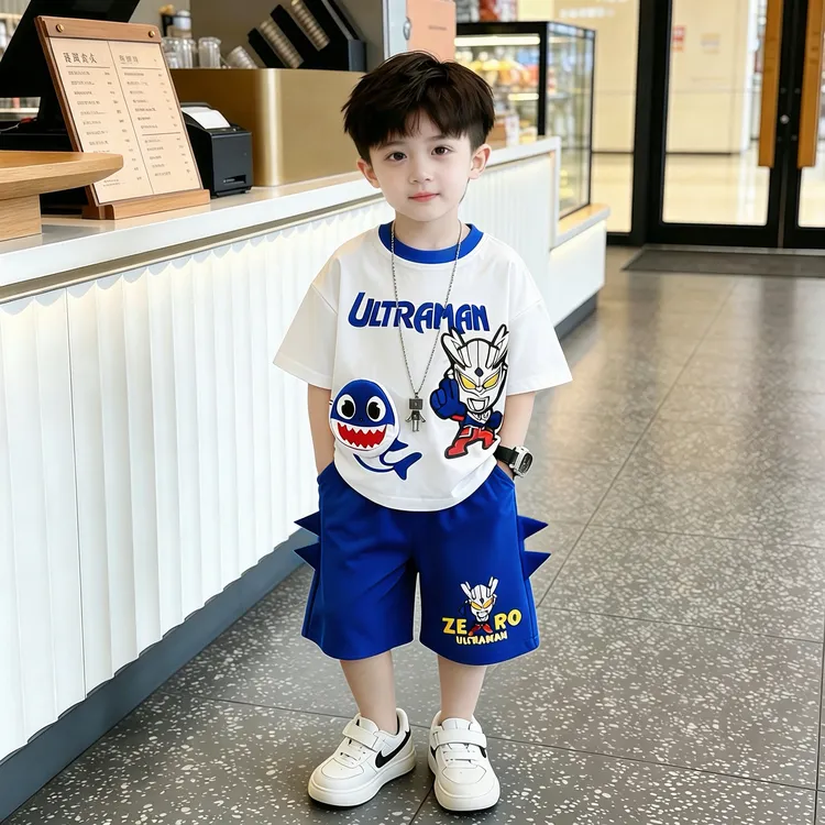 奥特曼衣服2026夏季新款男童套装休闲夏季宝宝痞帅洋气亮灯两件套