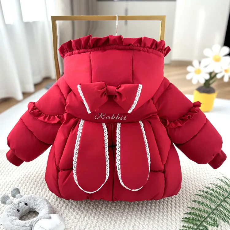 女童卡通加绒加厚棉衣外套女宝宝冬季棉服保暖锁温厚款女棉袄洋气