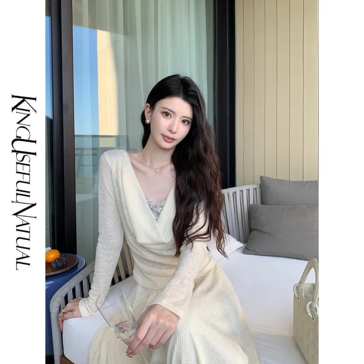 KUN【云肆】气质欧尼 春季法式针织衬衫半身裙套装女高级感时尚套装