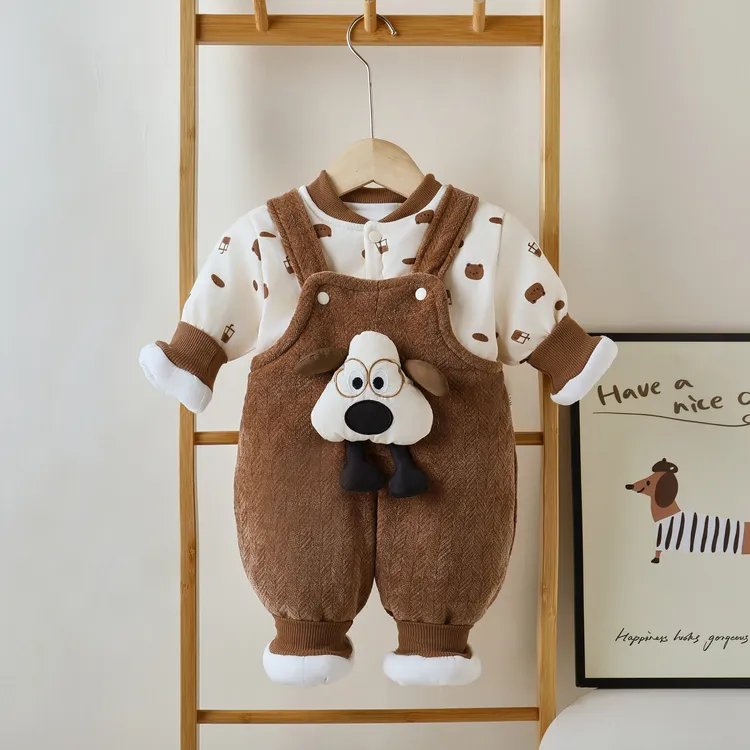 【200克】可爱秋冬棉服套装休闲风厚款男童婴幼儿保暖两件套