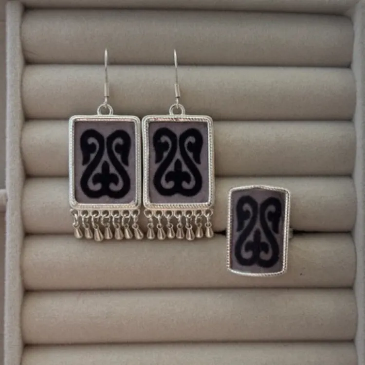 非金属布艺耳饰 民族风复古耳坠戒指