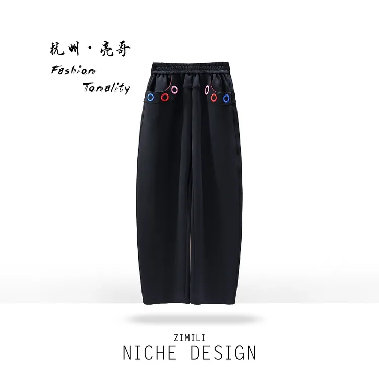 【亮哥欧货女装】冬季加绒《欧版镰刀裤型》暗夜黑热暖绒长裤26968