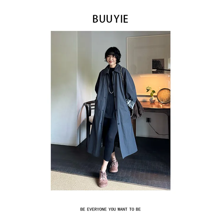 BUUYIE 25SS【云缄】高级感定制款两面穿格子风衣 250802