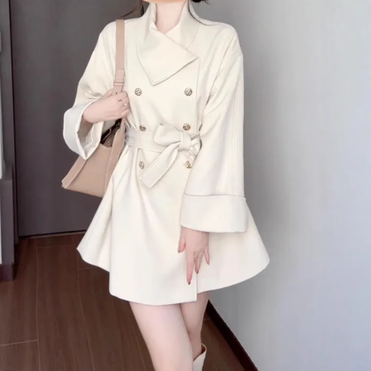 美式复古长袖大衣外套女秋冬季2025新款高级感巨好看宽松百搭洋气