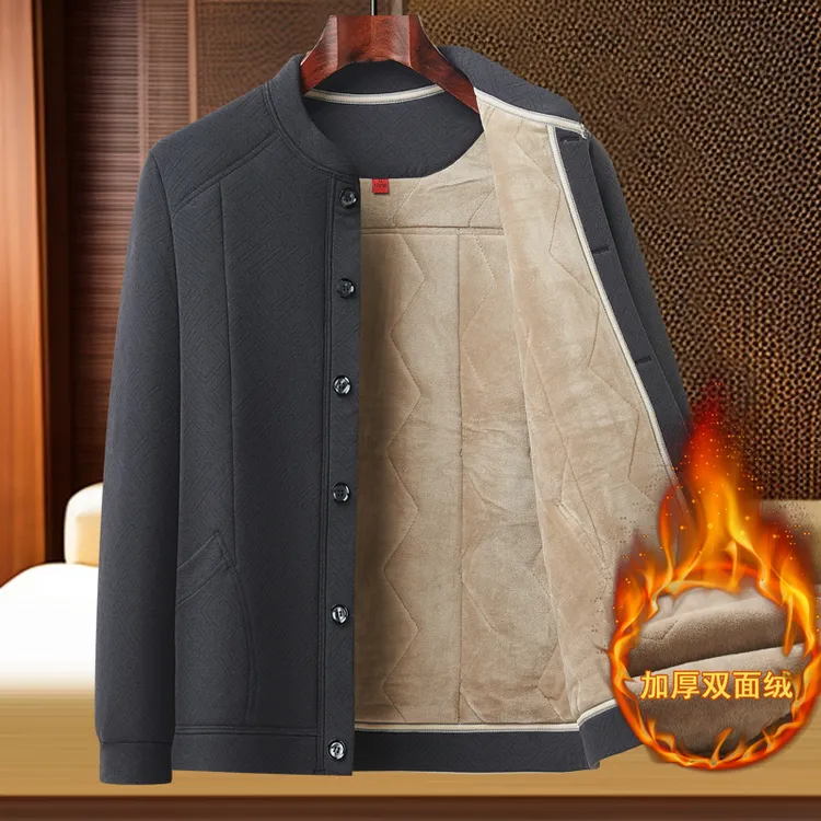 秋冬季轻便保暖棉衣老年人外穿棉服袄大码中老年男士加绒加厚外套