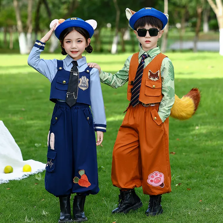 男女童套装春秋疯狂动物城尼克狐狸演出服儿童兔子学院风女童套装
