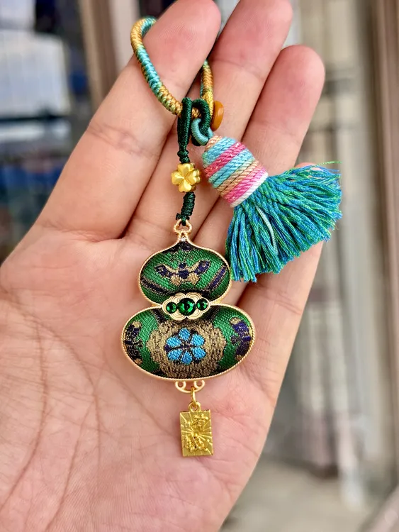 上新 非遗宋锦如意葫芦包挂纯手工制作带精美流苏挂件小提留吊坠