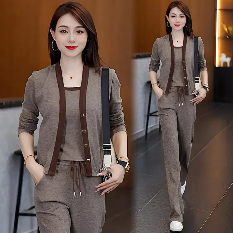 2025年春秋新款时尚休闲运动服套装女优雅洋气显瘦气质减龄三件套