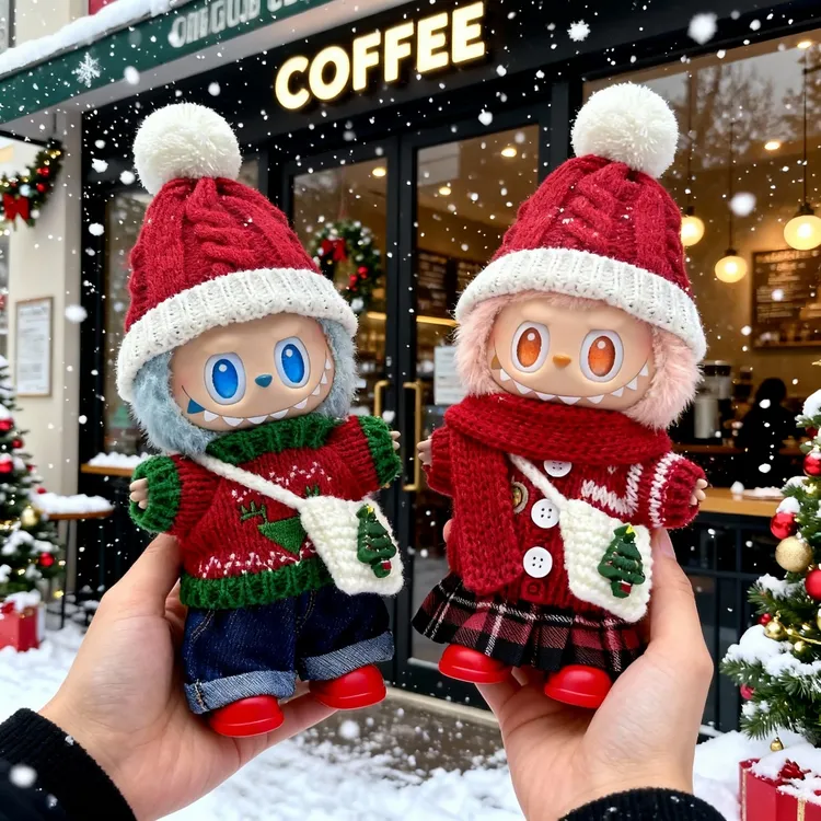 labubu圣诞节娃衣一代二代三代前方高能3.0拉布布衣服圣诞帽毛衣