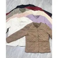 【6025长袖女款】菱格加绒款圆领羊毛保暖女款短外套