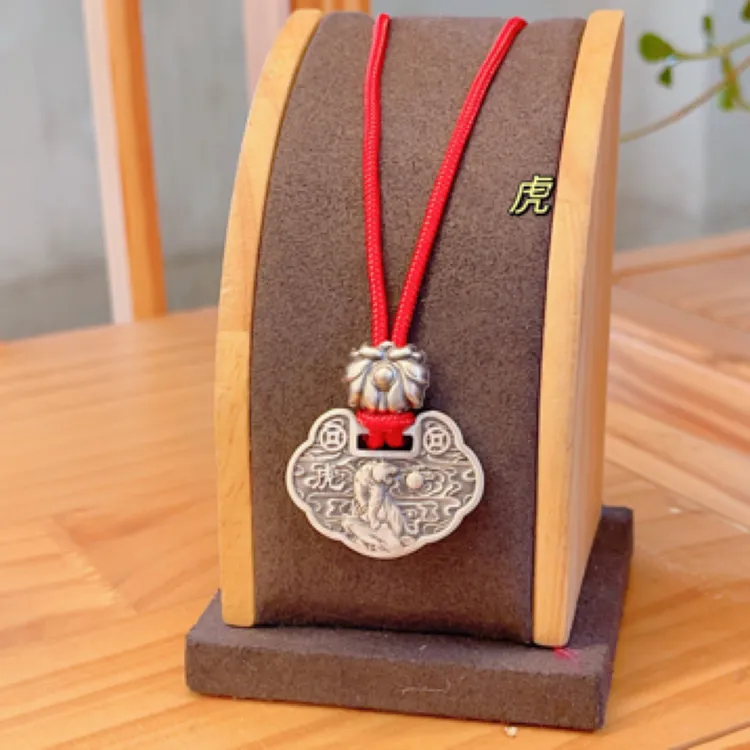 吊坠足银 纯银999十二生肖吊坠复古做旧儿童锁坠宝宝满月周岁礼物