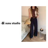 MM复古高腰阔腿牛仔裤女2025秋季新款韩版宽松直筒拖地长裤130