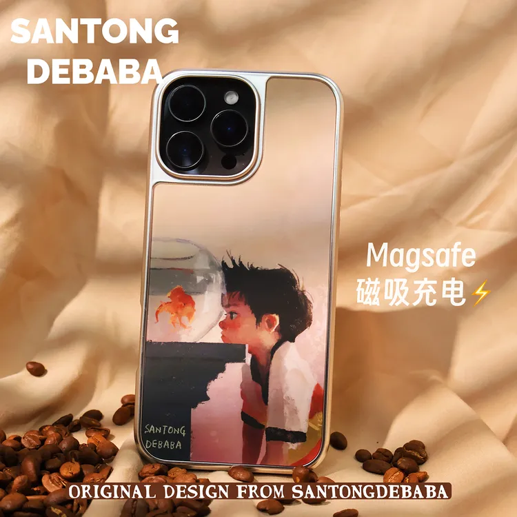 三筒的爸爸金鱼正太磁吸磨砂苹果16promax手机壳小众原创15/14/17