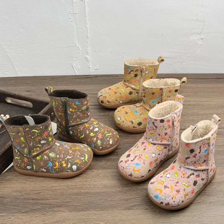 <du家开模>  女童雪地靴冬季卡通可爱短靴男孩加绒保暖小童防滑靴