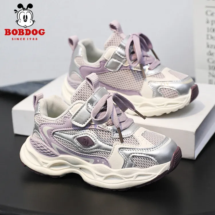 巴布豆女童鞋子2025年春秋网面透气休闲鞋轻便跑步鞋儿童运动鞋潮
