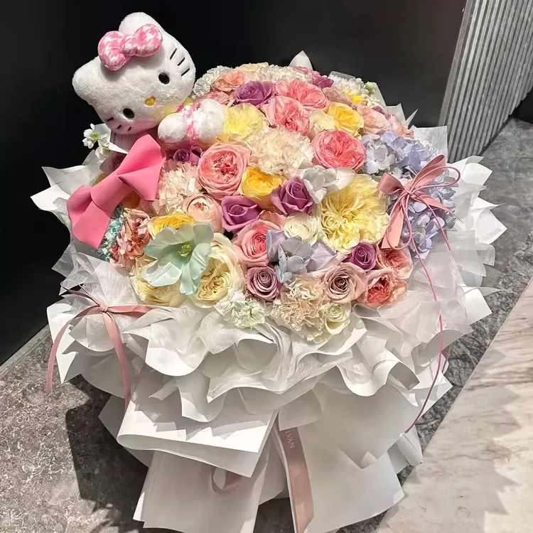 【圣诞节礼物】永生花皂花温柔混搭玫瑰花束送女友闺蜜仿真花拍照