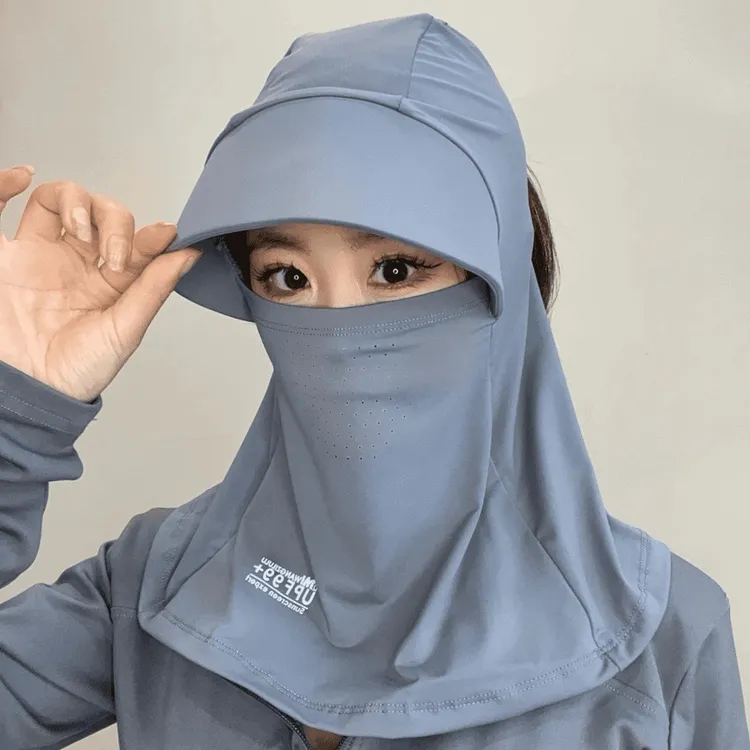 夏季男女全脸遮阳帽子防晒帽防紫外线户外骑行护颈面罩太阳帽一体
