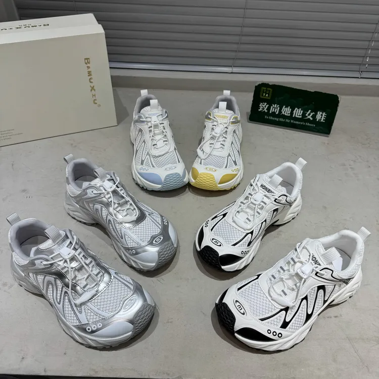 厚底透网老爹鞋女2025夏季百搭圆头轻便透气户外时尚休闲运动鞋潮