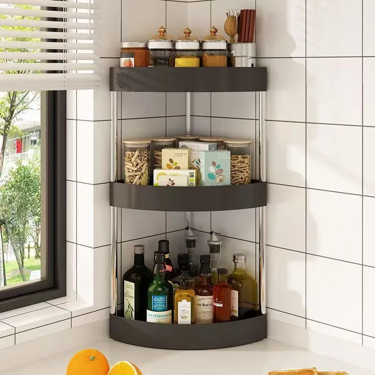 家用多功能置物架储物架浴室厨房台面调料调味油盐收纳三角置物架