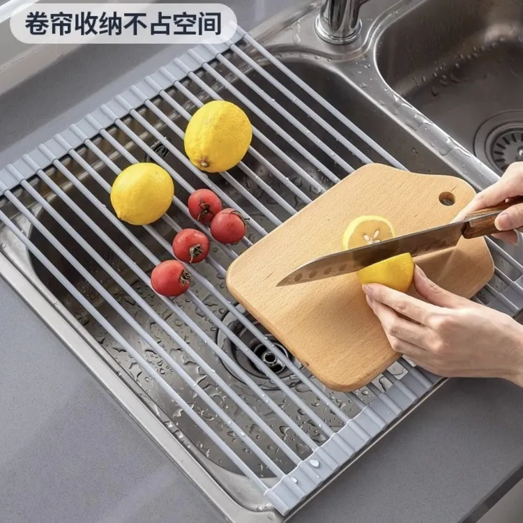 水槽沥水架水池碗碟收纳洗碗垫硅胶碗盘沥水篮可折叠厨房置物架