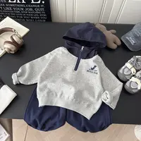 秋季连帽卫衣卫裤套装刺绣卡通男童韩版痞帅印花休闲风两件套