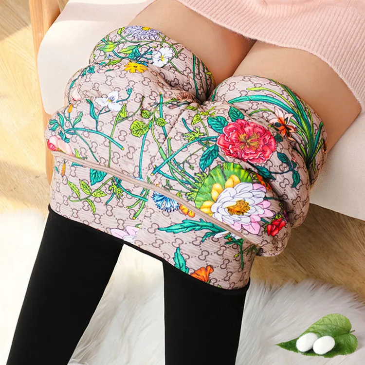 冬季加绒修身打底裤女加厚棉裤外穿高腰东北特厚踩脚一体裤保暖裤